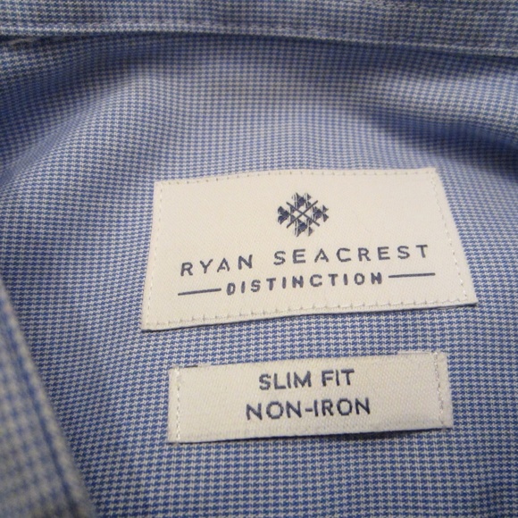 Ryan Seacrest Distinction Men’s Sleeve 32/33 Neck 16 Button Down Blue Dress - Picture 6 of 6
